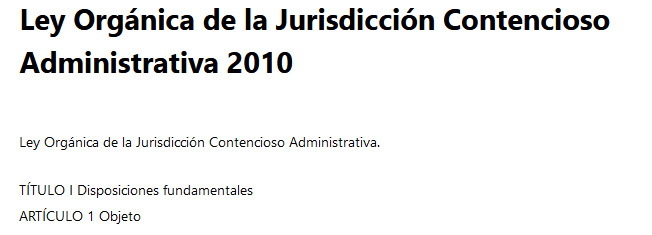 Ley Orgánica de la Jurisdicción Contencioso Administrativa 2010