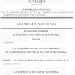 Ley Orgánica de la Jurisdicción Especial de Justicia de Paz Comunal 2024