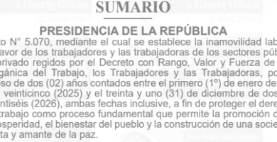 Decreto de Inamovilidad Laboral 2025-2026 para Trabajadores del Sector Público y Privado