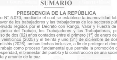 Decreto de Inamovilidad Laboral 2025-2026 para Trabajadores del Sector Público y Privado