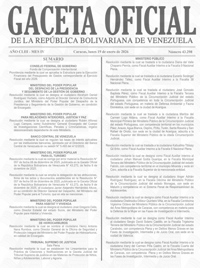 LINEAMIENTOS PARA LA PRÁCTICA DE CITACIONES Y NOTIFICACIONES EN LA GACETA JUDICIAL DEL TRIBUNAL SUPREMO DE JUSTICIA EN LAS MATERIAS DE PROTECCIÓN DE NIÑOS, NIÑAS Y ADOLESCENTES, LABORAL Y AGRARIA