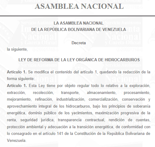 LEY ORGÁNICA DE HIDROCARBUROS 2026