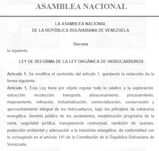LEY ORGÁNICA DE HIDROCARBUROS 2026