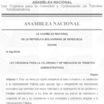 LEY ORGÁNICA PARA LA CELERIDAD Y OPTIMIZACIÓN DE TRÁMITES ADMINISTRATIVOS 2026