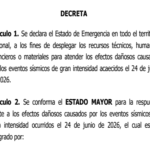 Decreto N° 5.364, Estado de Emergencia en todo el territorio nacional por eventos sismicos