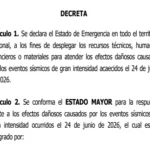 Decreto N° 5.364, Estado de Emergencia en todo el territorio nacional por eventos sismicos