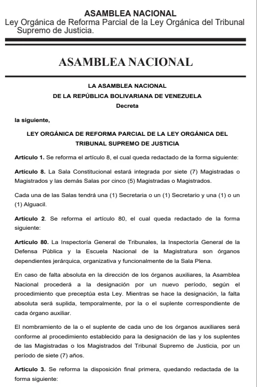 Ley Orgánica del Tribunal Supremo de Justicia 2026 1 Ley Orgánica del Tribunal Supremo de Justicia 2026