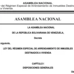 Ley del Régimen Especial de Arrendamiento de Inmuebles Destinados a Vivienda 2026