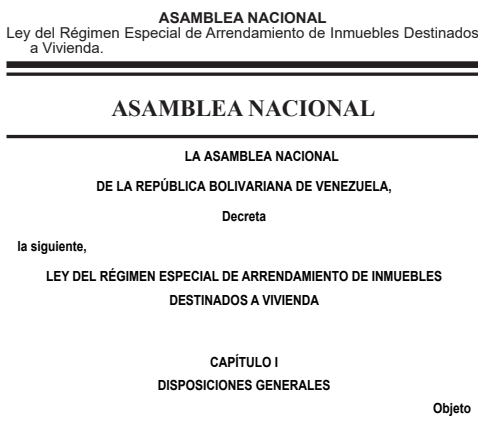 Ley del Régimen Especial de Arrendamiento de Inmuebles Destinados a Vivienda 2026