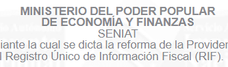 PROVIDENCIA ADMINISTRATIVA QUE REGULA EL REGISTRO ÚNICO DE INFORMACIÓN FISCAL (RIF) 2026
