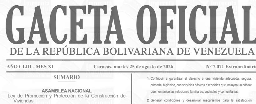 LEY DE PROMOCIÓN Y PROTECCIÓN DE LA CONSTRUCCIÓN DE VIVIENDAS 2026 1 LEY DE PROMOCIÓN Y PROTECCIÓN DE LA CONSTRUCCIÓN DE VIVIENDAS 2026