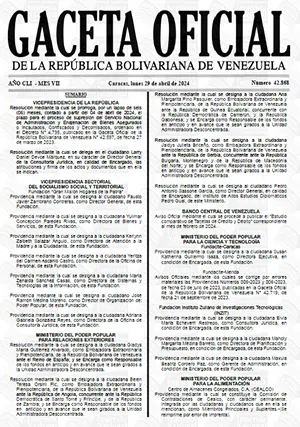 Gaceta Oficial Venezuela #42868 29/04/2024 2 Gaceta Oficial Venezuela