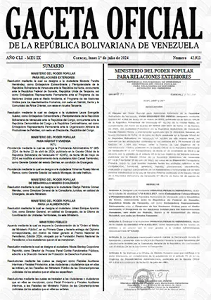 Gaceta Oficial Venezuela #42911 01/07/2024 1 Gaceta Oficial Venezuela