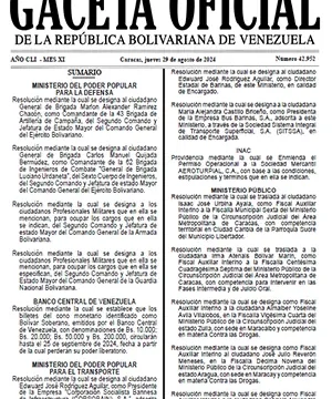 Gaceta Oficial Venezuela #42952 29/08/2024 2 Gaceta Oficial Venezuela