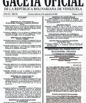 Gaceta Oficial Venezuela #42956 04/08/2024 1 Gaceta Oficial Venezuela
