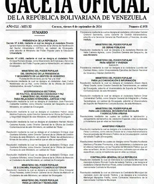 Gaceta Oficial Venezuela #42958 06/09/2024 3 Gaceta Oficial Venezuela