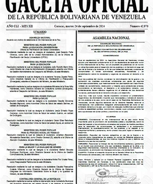 Gaceta Oficial Venezuela #42970 24/09/2024 2 Gaceta Oficial Venezuela