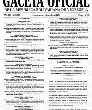 Gaceta Oficial Venezuela #42980 08/10/2024 3 Gaceta Oficial Venezuela