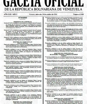 Gaceta Oficial Venezuela #42986 16/10/2024 2 Gaceta Oficial Venezuela