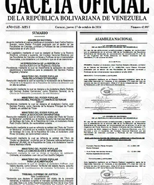 Gaceta Oficial N° 42.987 Se implementa la aplicación de medios electrónicos y biométricos para la prestación del Servicio Público Registral y Notarial 17/10/2024 1 Gaceta Oficial Venezuela
