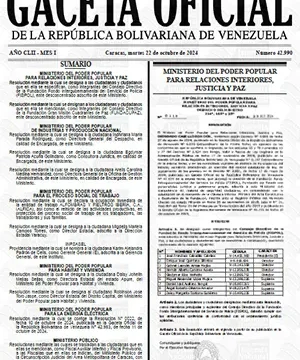 Gaceta Oficial Venezuela #42990 22/10/2024 3 Gaceta Oficial Venezuela