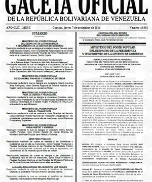 Gaceta Oficial Venezuela #43002 07/11/2024 1 Gaceta Oficial Venezuela