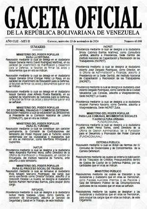 Gaceta Oficial Venezuela #43006 13/11/2024 1 Gaceta Oficial Venezuela