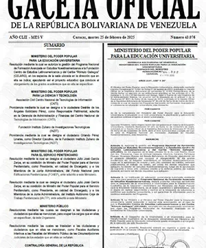 Gaceta Oficial #43076 25/02/2025 1 Gaceta Oficial