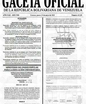 Gaceta Oficial #43128 15/05/2025 2 Gaceta Oficial