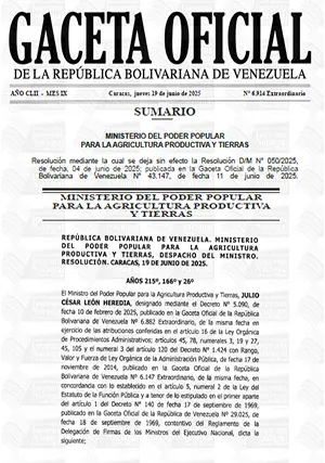 Gaceta Oficial Extraordinaria #6914 19/06/2025 1 Gaceta Oficial Extraordinaria
