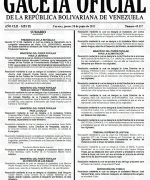 Gaceta Oficial #43157 26/06/2025 2 Gaceta Oficial