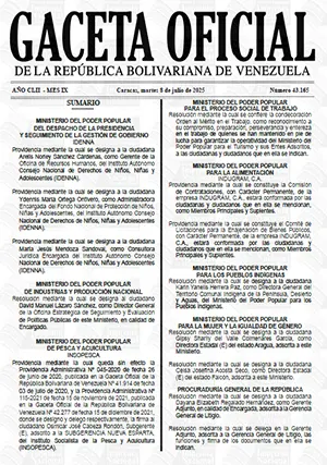 Gaceta Oficial #43165 08/07/2025 1 Gaceta Oficial
