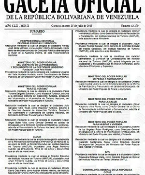 Gaceta Oficial #43170 15/07/2025 1 Gaceta Oficial
