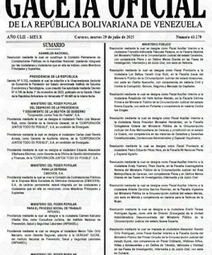 Gaceta Oficial #43179 29/07/2025 3 Gaceta Oficial
