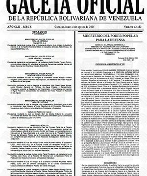 Gaceta Oficial #43183 04/08/2025 1 Gaceta Oficial