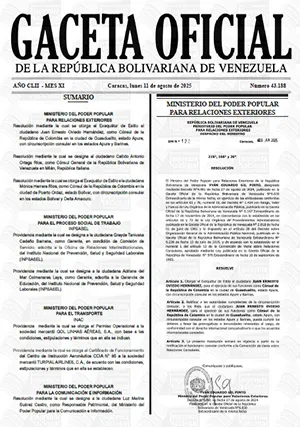 Gaceta Oficial #43188 11/08/2025 1 Gaceta Oficial