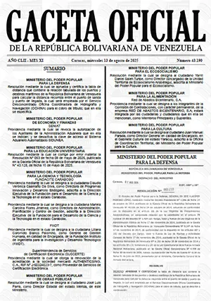 Gaceta Oficial #43190 13/08/2025 1 Gaceta Oficial