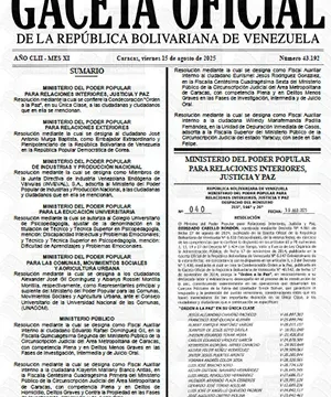 Gaceta Oficial #43192 15/08/2025 1 Gaceta Oficial