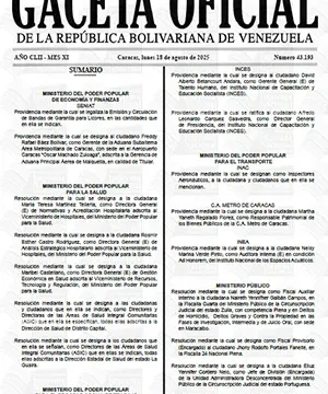 Gaceta Oficial #43193 18/08/2025 2 Gaceta Oficial