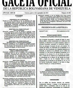 Gaceta Oficial #43206 04/09/2025 2 Gaceta Oficial
