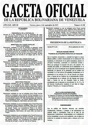 Gaceta Oficial #43206 04/09/2025 1 Gaceta Oficial