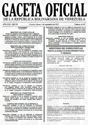 Gaceta Oficial #43207 05/09/2025 1 Gaceta Oficial