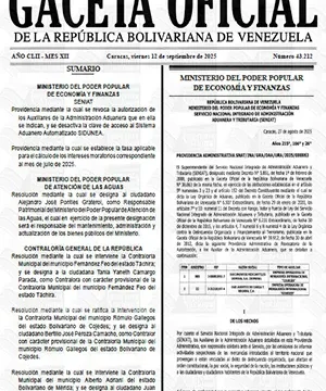 Gaceta Oficial #43212 12/09/2025 1 Gaceta Oficial