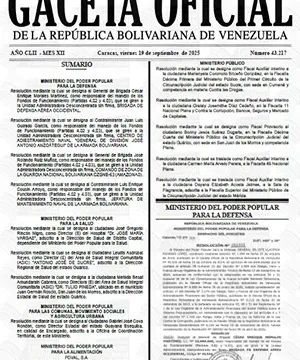 Gaceta Oficial #43217 19/09/2025 3 Gaceta Oficial