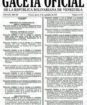 Gaceta Oficial #43219 23/09/2025 1 Gaceta Oficial