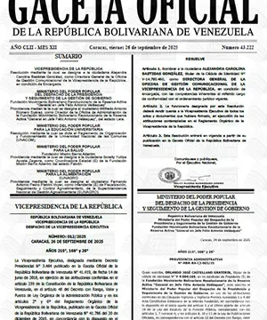Gaceta Oficial #43222 26/09/2025 3 Gaceta Oficial