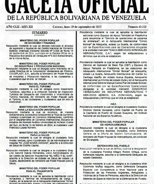 Gaceta Oficial #43223 29/09/2025 2 Gaceta Oficial