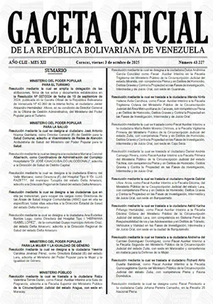 Gaceta Oficial #43227 03/09/2025 1 Gaceta Oficial