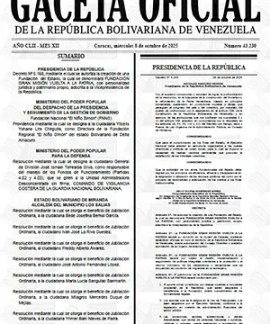 Gaceta Oficial #43230 08/10/2025 1 Gaceta Oficial