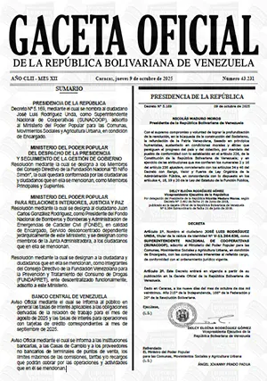 Gaceta Oficial #43231 09/10/2025 1 Gaceta Oficial